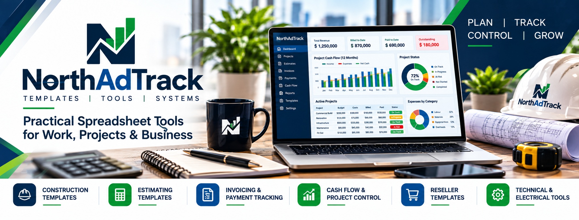 NorthAdTrack practical spreadsheet tools for construction, estimating, payments, project control and reselling